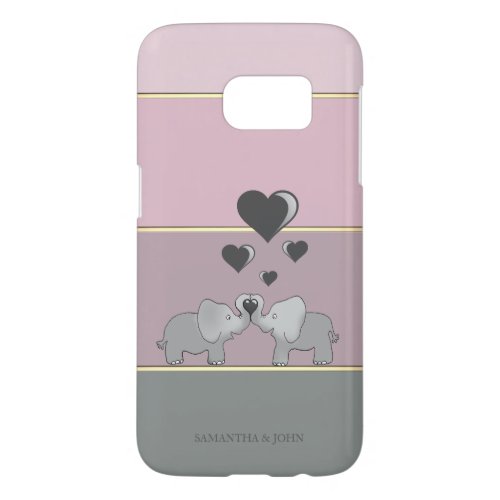 Adorable Elephants In Love    _Personalized Samsung Galaxy S7 Case