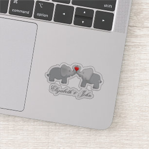 Adorable Elephants In Love - Personalized Sticker