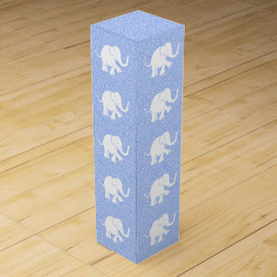 Adorable Elephants on Spreckled Baby Blue Ground Wine Box