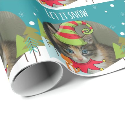 Adorable Elf Kitten Christmas wrapping paper