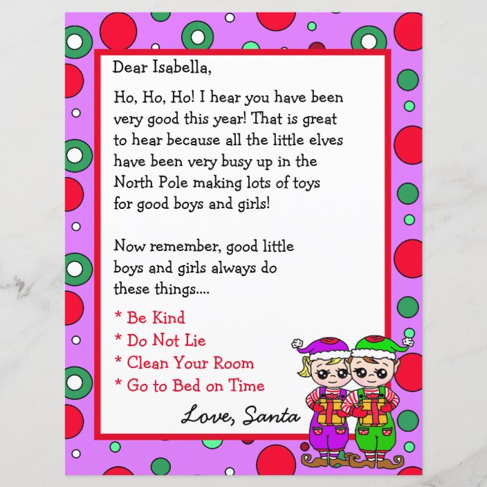 Adorable Elf Personalized Letter from Santa | Zazzle.com