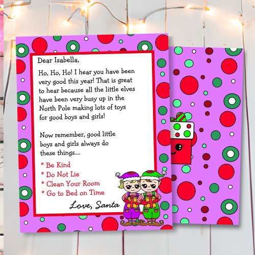 Adorable Elf Personalized Letter from Santa