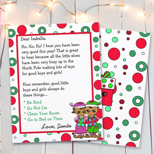 Adorable Elf Personalized  Letter from Santa