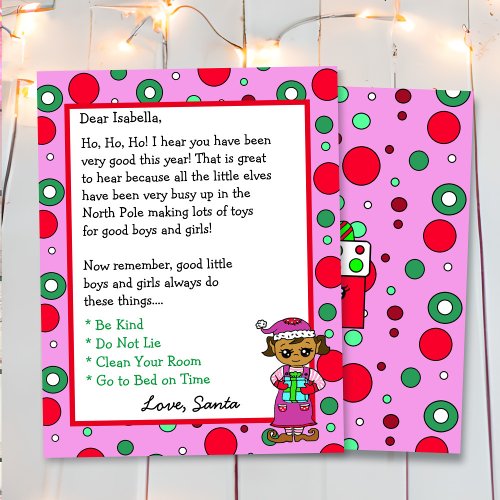 Adorable Elf Personalized  Letter from Santa