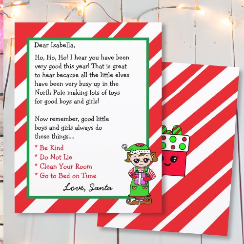 Adorable Elf Personalized Letter from Santa