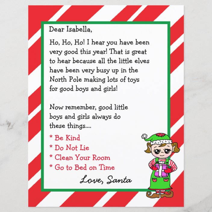 Adorable Elf Personalized Letter from Santa | Zazzle.com