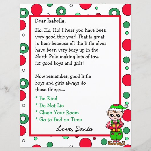 Adorable Elf Personalized Letter from Santa (Front)