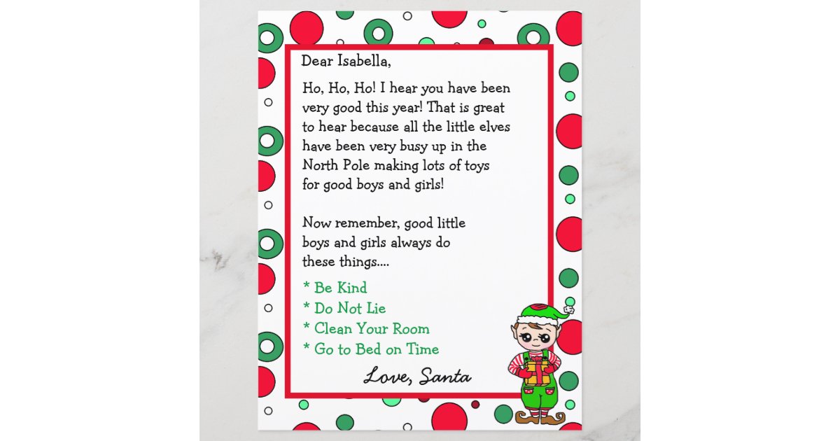 Adorable Elf Personalized Letter from Santa | Zazzle