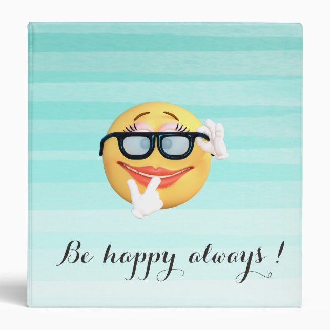 Adorable Emoji Face-Be happy always 3 Ring Binder (Front)