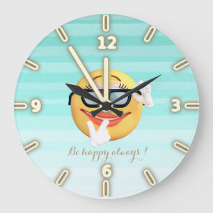 Adorable  Emoji Face-Be happy always Large Clock