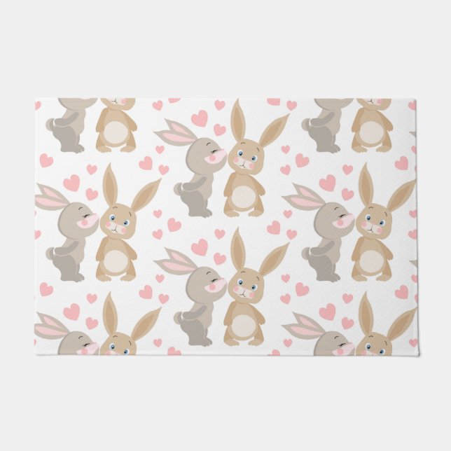 Adorable Enamored Bunnies  Doormat (Front)