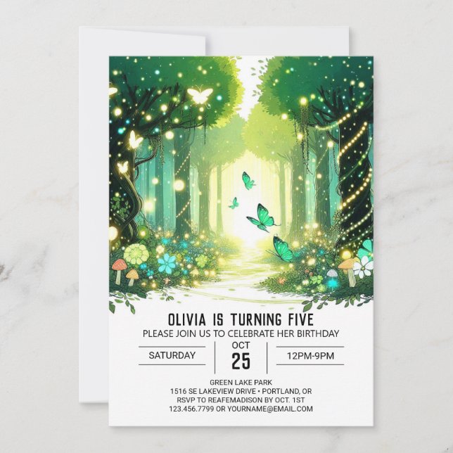 Adorable Enchanted Woodland Digital Birthday Invitation (Front)