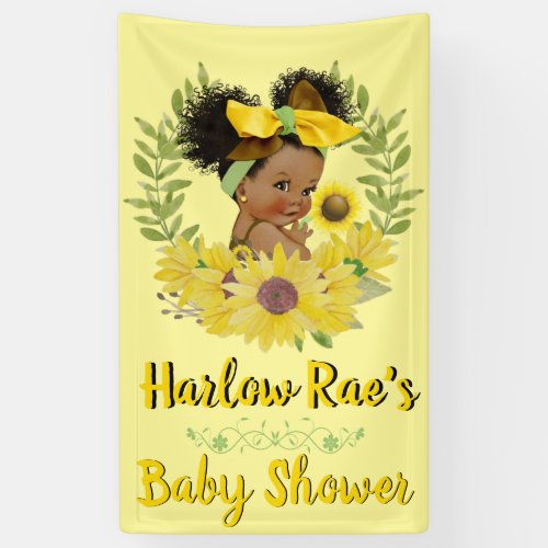 Adorable Ethnic Baby Girl Yellow Sunflower  Banner