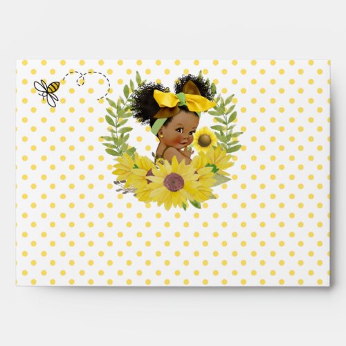 Adorable Ethnic Baby GirlYellow Sunflower Rustic  Envelope