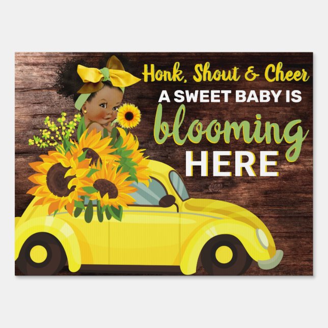 Adorable Ethnic Baby Girl | Yellow Sunflower Sign (Back)