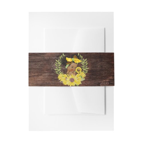 Adorable Ethnic Baby Girl  Yellow Sunflower Sweet Invitation Belly Band