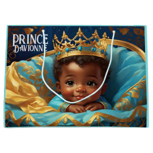 Adorable Ethnic Infant Prince Royal Baby Shower Large Gift Bag