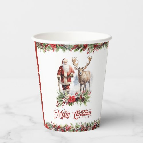 Adorable everlasting illustration Santa  reindeer Paper Cups