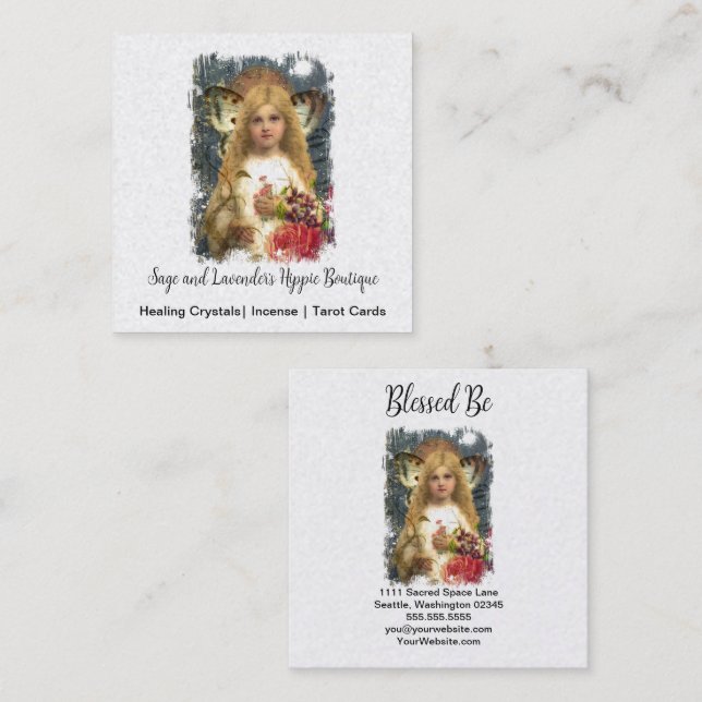 Adorable Fairy Square Business Card (Front/Back)