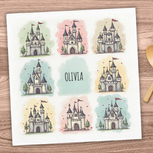 Adorable Fairy Tale Castle Doodles Napkins