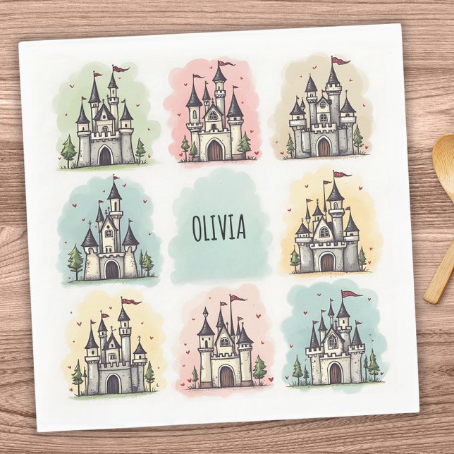 Adorable Fairy Tale Castle Doodles Napkins (Creator Uploaded)