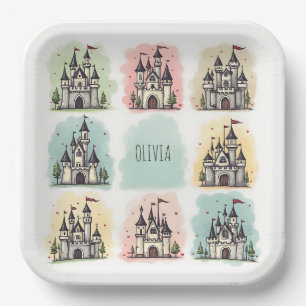 Adorable Fairy Tale Castle Doodles Paper Plates