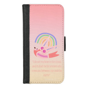 Adorable Faith Folk Dove Colorful Boho Rainbow iPhone 8/7 Wallet Case