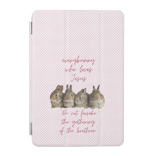 Adorable Faith Pink Dots Bunnies Cuddling iPad Mini Cover