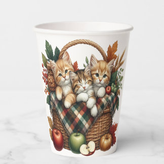 ADORABLE FALL AUTUMN THEMED KITTENS & CATS PAPER CUPS