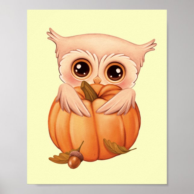 Adorable Fall Baby Owl Poster (Front)