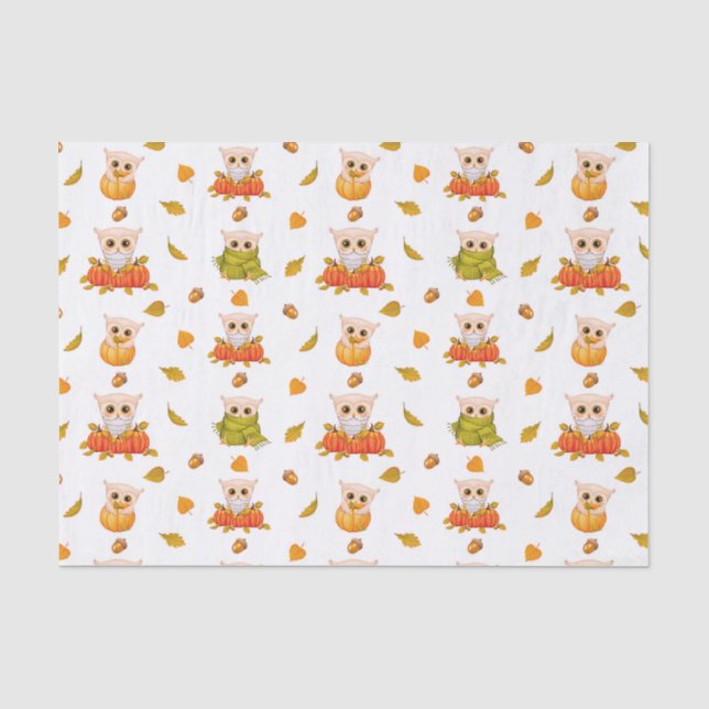 Adorable Fall Owls Tissue Paper (Front)