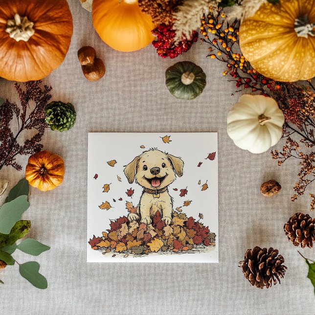 Adorable Fall Puppy Playing Napkins (Creator Uploaded)