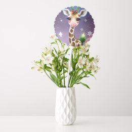 Adorable Fantasy Baby Giraffe with Holly Balloon