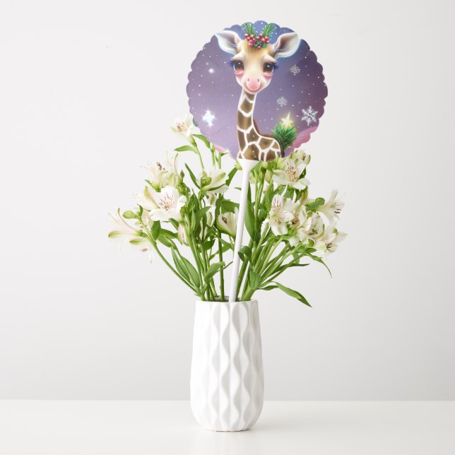 Adorable Fantasy Baby Giraffe with Holly  Balloon (Vase)