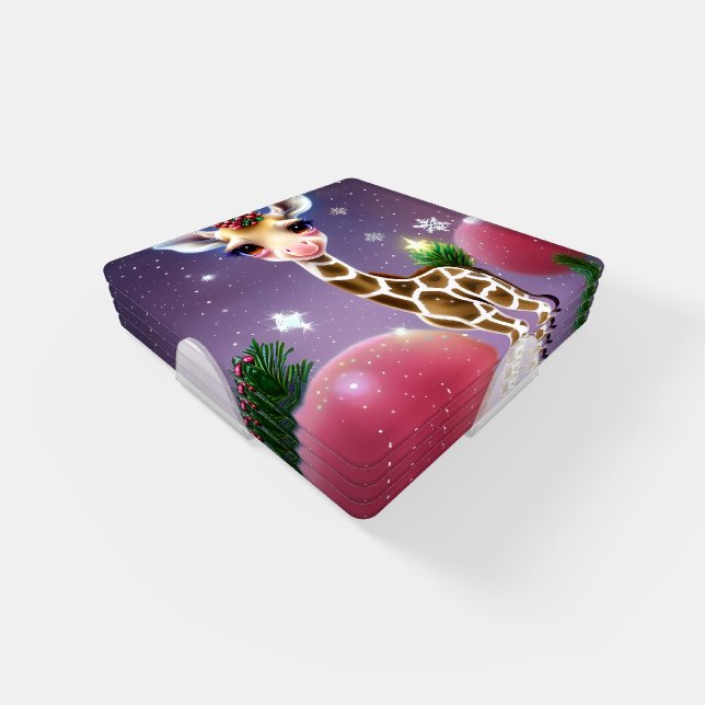 Adorable Fantasy Baby Giraffe with Holly  Coaster Set (Set)