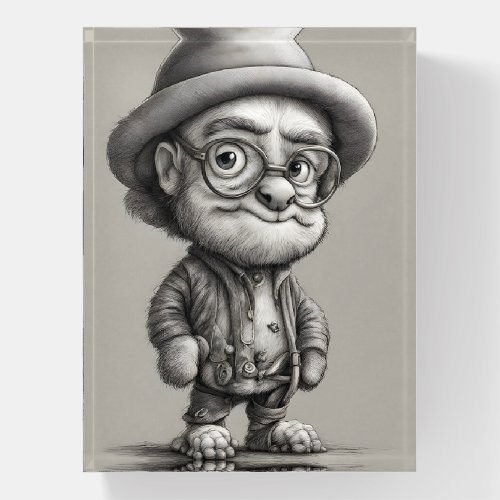 Adorable Fantasy Creature Wearing a Jacket and Hat Paperweight