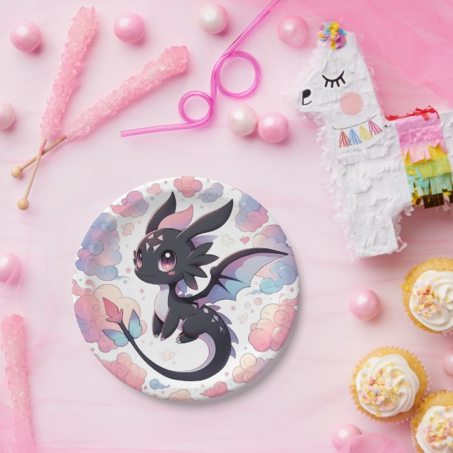 Adorable Fantasy Dragon Baby Shower Paper Plates (Party)