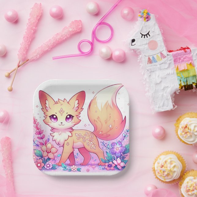 Adorable Fantasy Fox Baby Shower Paper Plates (Party)