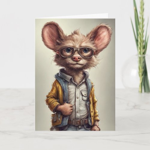 Adorable Fantasy Mouse_like Creature Shorts Jacket Card