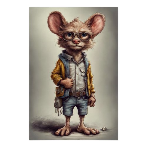 Adorable Fantasy Mouse_like Creature Shorts Jacket Poster