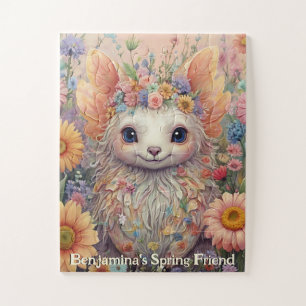 Adorable Fantasy Spring Friend - Pastel Floral Jigsaw Puzzle
