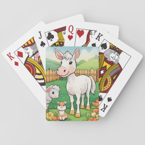 Adorable Farm Animal Friends Whimsical Cartoon_S Poker Cards