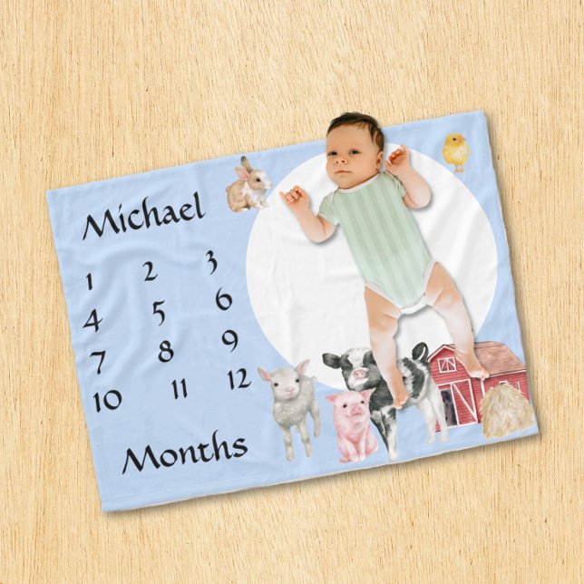 Adorable Farm Animals Watercolor Keepsake Baby  Fleece Blanket (Creator Uploaded)