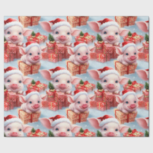Adorable Farm Piggy Christmas Wrapping Paper