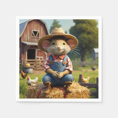 Adorable Farmer Mouse Napkin