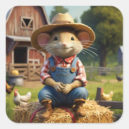 Adorable Farmer Mouse Sticker