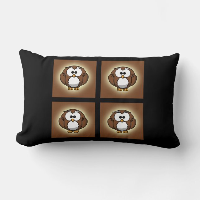 Adorable Fat Brown Owl Throw Pillow (Front)