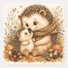Adorable Father Hedgehog and Baby Cozy Hug
