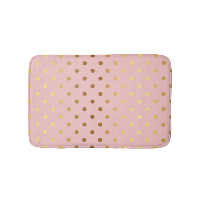 Adorable  Faux Gold Polka Dots Flowers Bathroom Mat (Front)