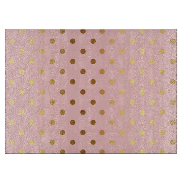Adorable  Faux Gold Polka Dots Flowers Cutting Board (Front)